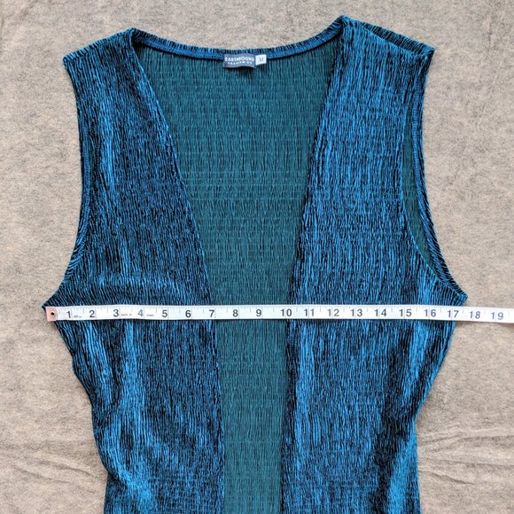 Earthbound Trading Co Teal Velvet Vest Kimono - Picture 7 of 7